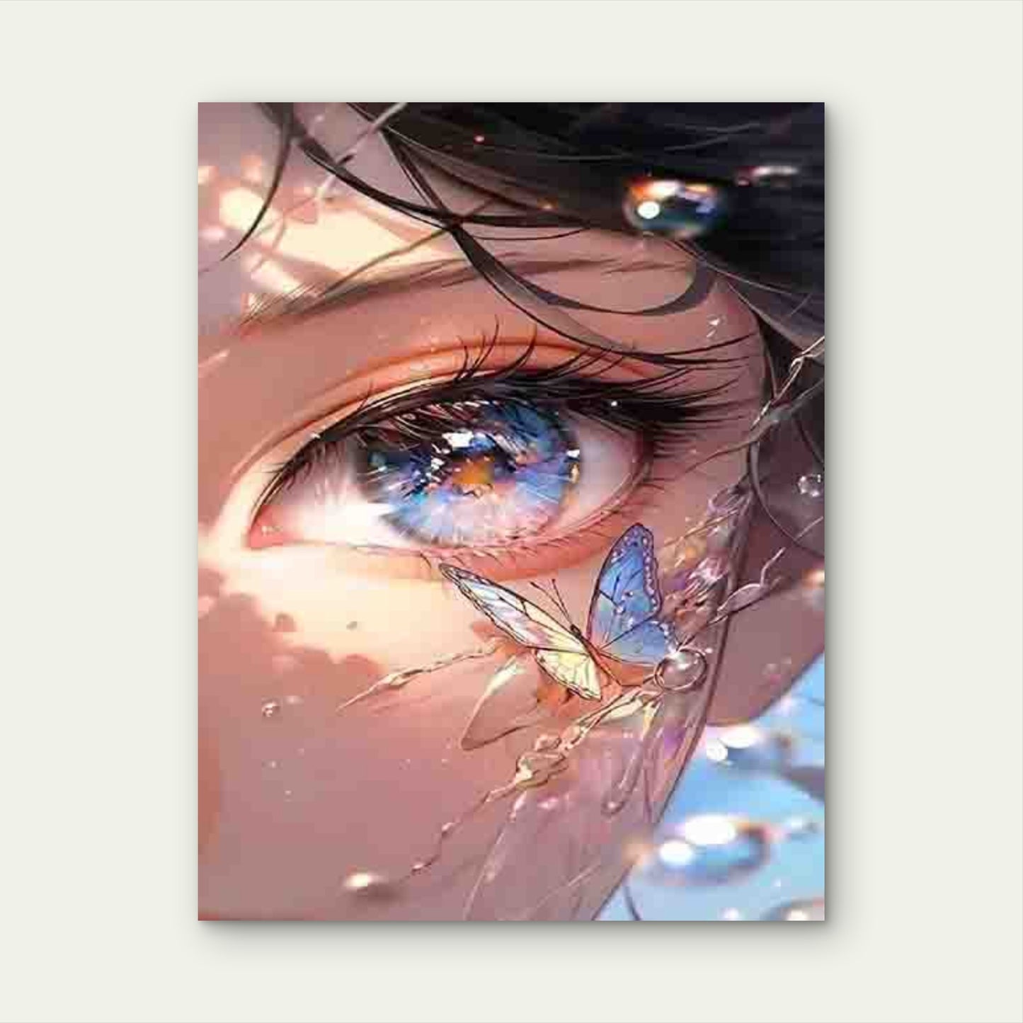Dreamy Butterfly And Anime Girl's Eye 60x90cm Metal Print Ready to Hang