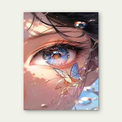 Dreamy Butterfly And Anime Girl's Eye Metal Print Ready to Hang - Bella Home Decor