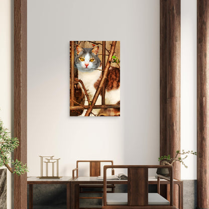 Close Up Cat Illustration 60x90cm Metal Print Ready to Hang