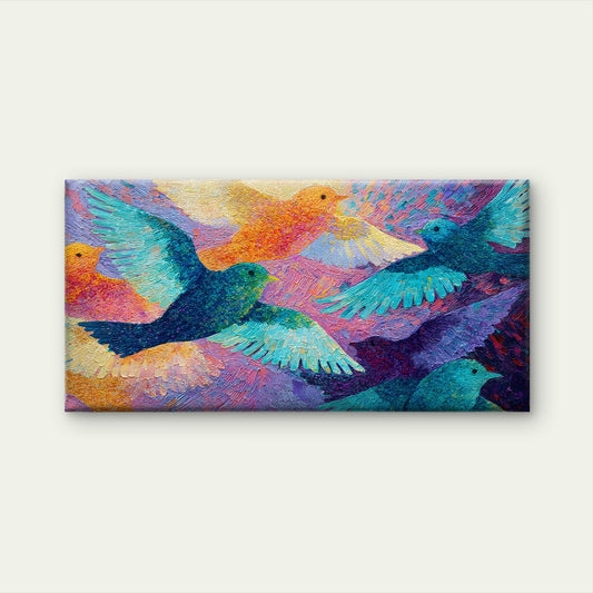 Abstract Colorful Flying Birds Wall Art Canvas Office Home Room Framed 120x60cm