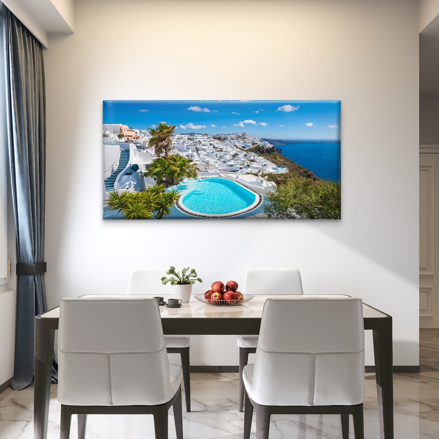 Sunlit Cliffside Pool Wall Art Canvas Office Home Room Framed 120x60cm - Bella Home Decor