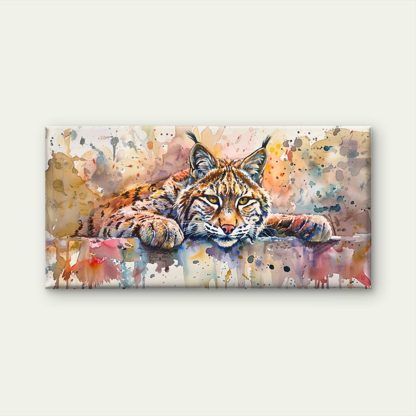 Wild Lynx Stares At Viewer Wall Art Canvas Office Home Room Framed 120x60cm