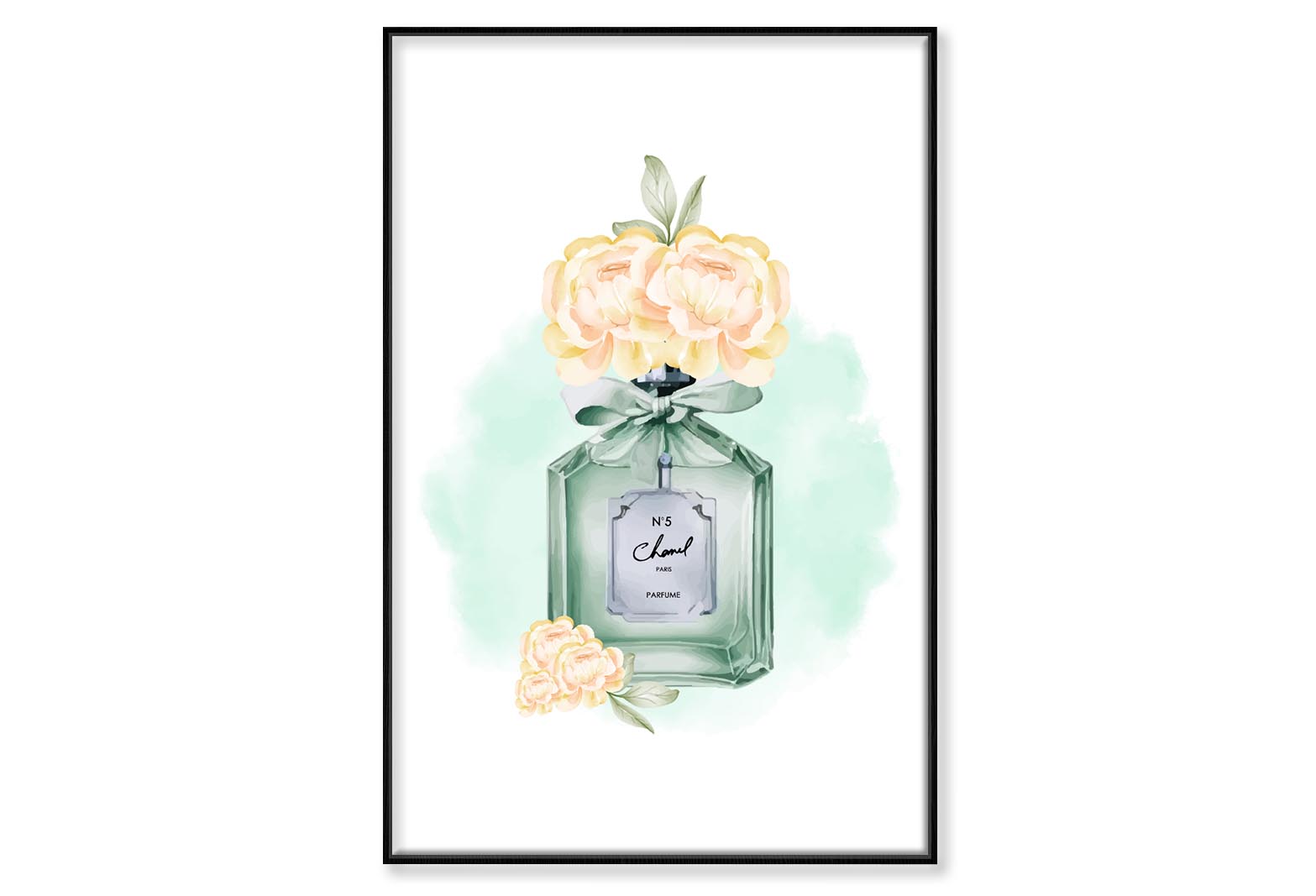 Green Luxury Perfume Wall Art Limited Edition High Quality Print Canvas Box Framed Black