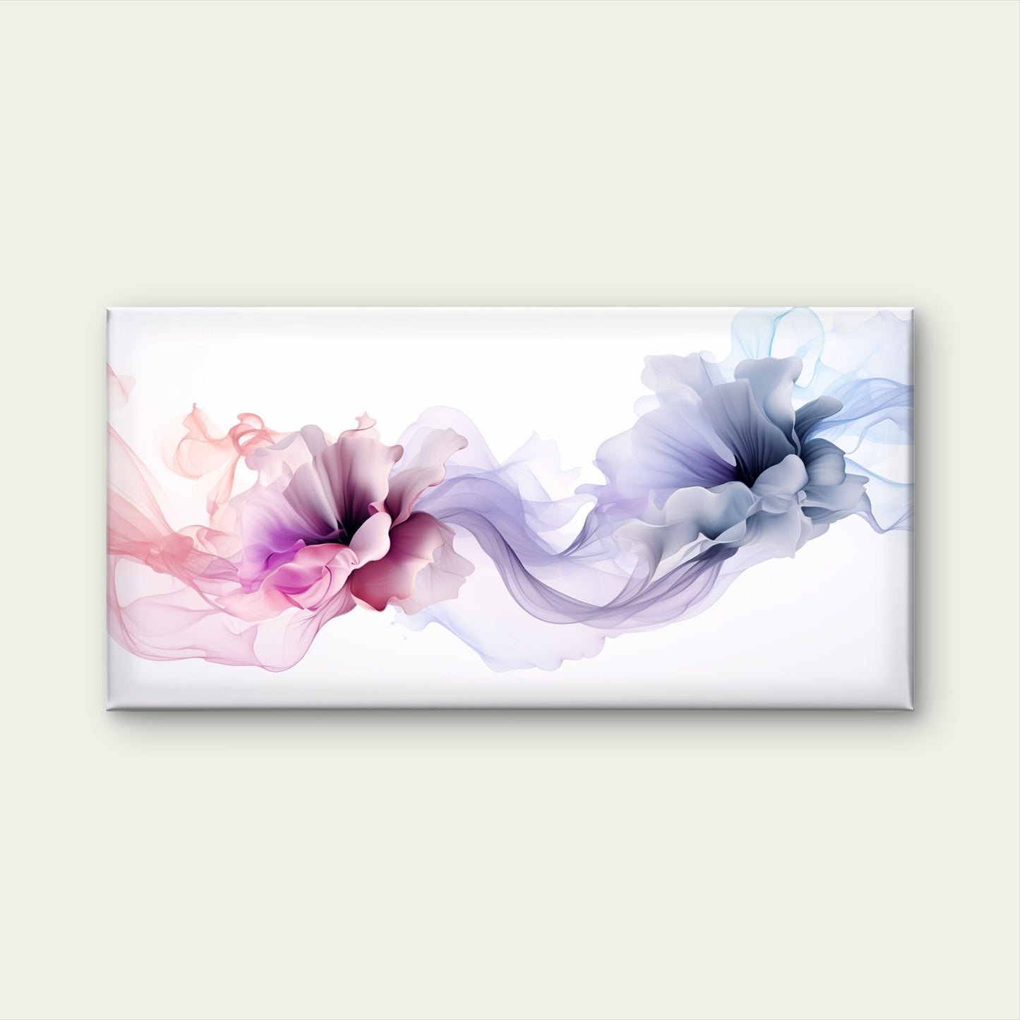 Purple Smoke Silk Flower Wall Art Canvas Office Home Room Framed 120x60cm - Bella Home Decor
