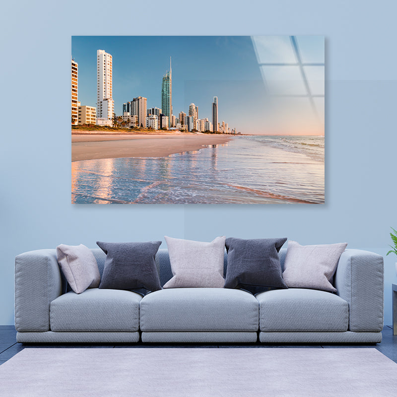 Shore of Mermaid Beach Australia Acrylic Glass Print Tempered Glass Wall Art 100% Made in Australia Ready to Hang - Bella Home Decor