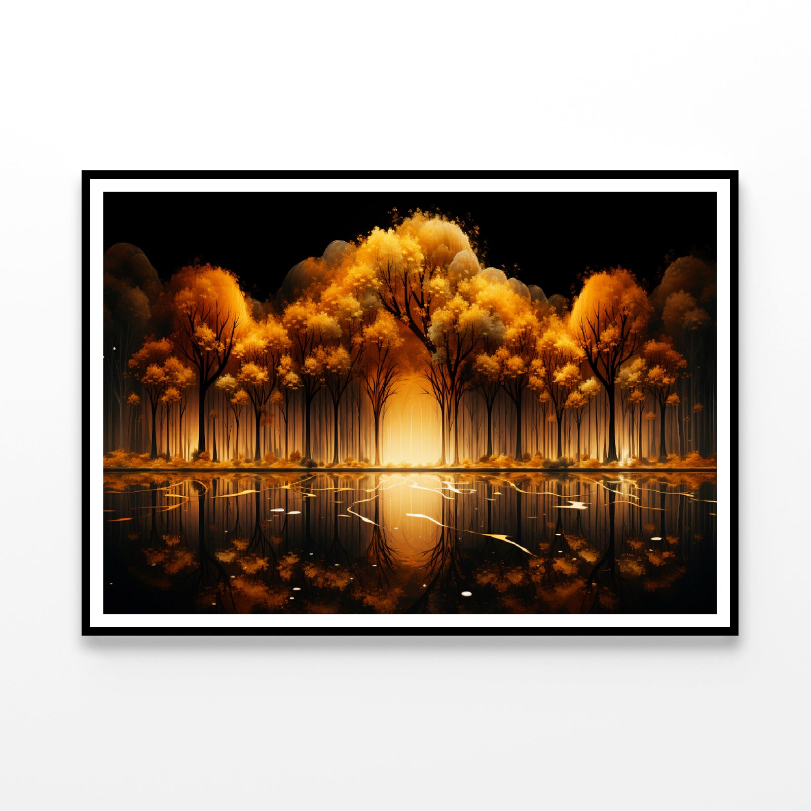 Oil Painting of Golden Trees & Lake Home Decor Premium Quality Poster Print Choose Your Sizes - Bella Home Decor