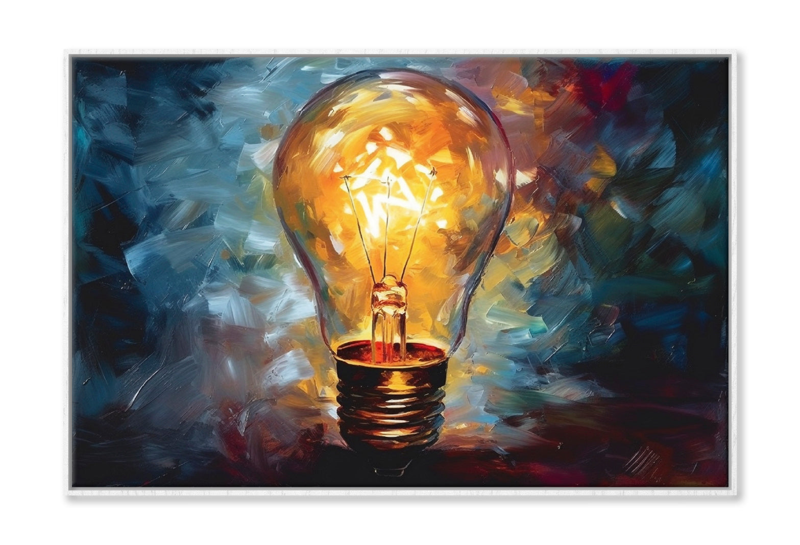 Bulb Yellow Light Abstract Oil Painting Wall Art Limited Edition High Quality Print Canvas Box Framed White