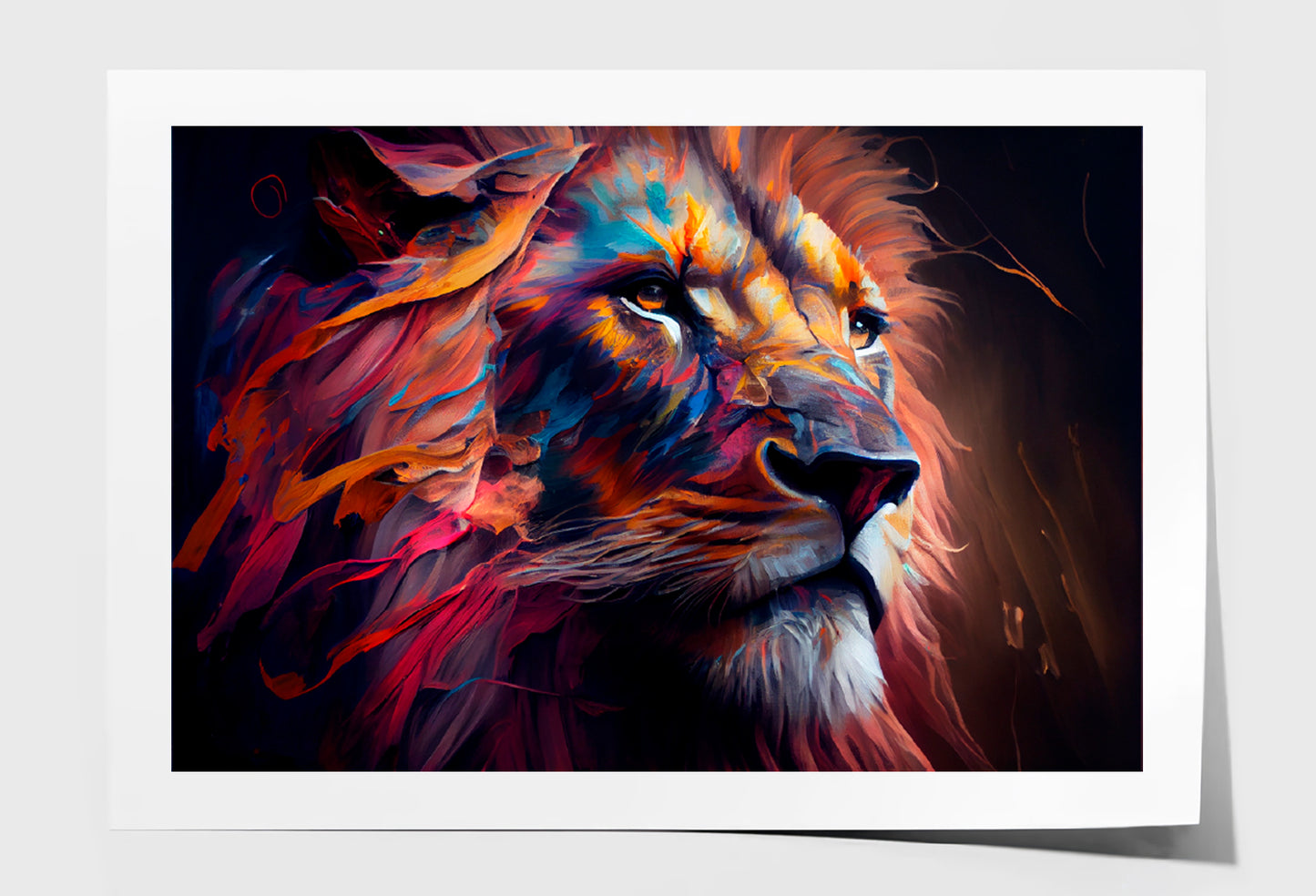 Lion Colorful Oil Painting Limited Edition High Quality Print Unframed Roll Canvas None