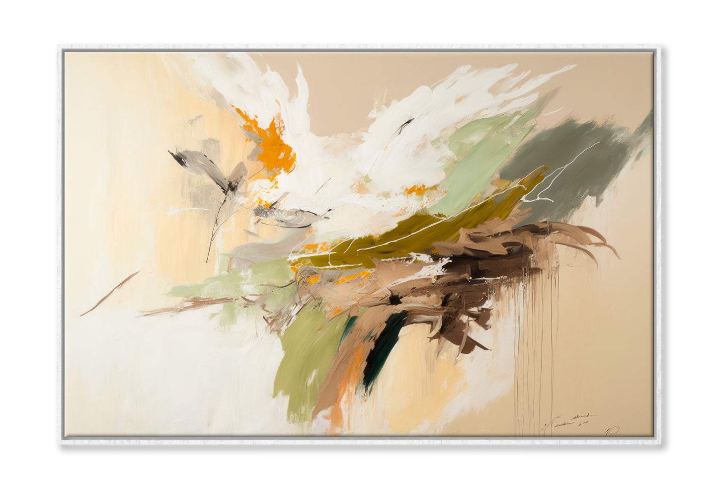 Abstract Brush Stroke Texture Oil Painting Wall Art Limited Edition High Quality Print Canvas Box Framed White