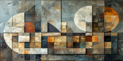 Geometric Bronze Silver Abstract Wall Art Canvas Office Home Framed 120x60cm