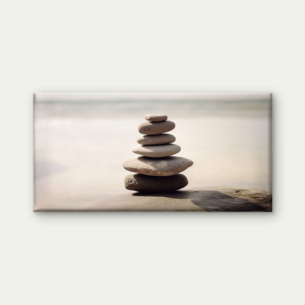 Zen Stacked Stones Beach Pebbles Wall Art Canvas Office Home Framed 120x60cm