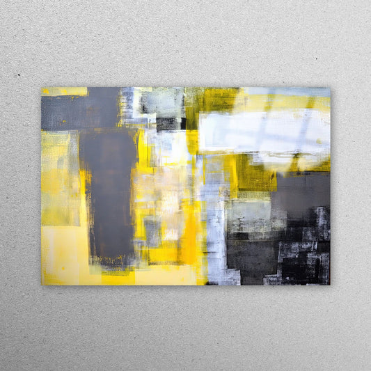 Yellow And Gray Painting Acrylic Glass Print Tempered Glass Wall Art 100% Made in Australia Ready to Hang