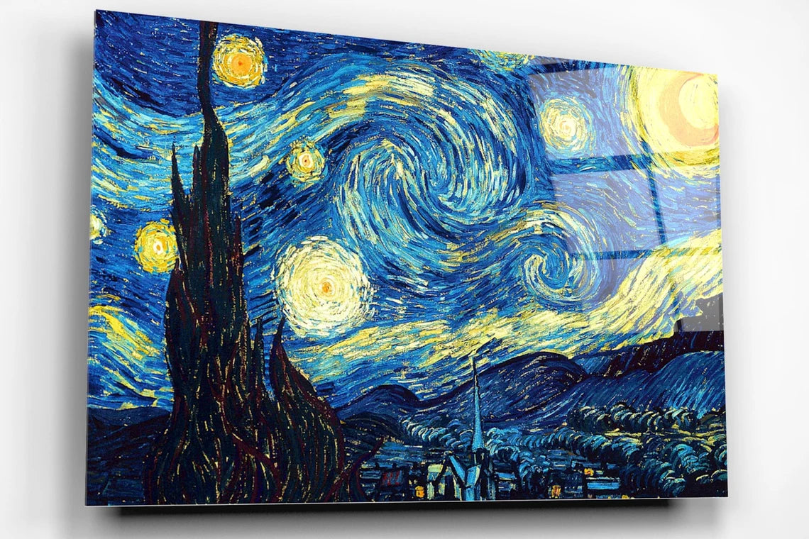 Vincent Van Gogh, Starry Night Acrylic Glass Print Tempered Glass Wall Art 100% Made in Australia Ready to Hang