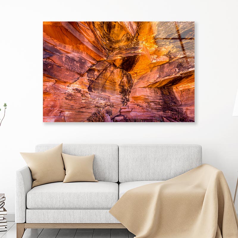 Amazing Arizona Sandstone Rock in Arizona Acrylic Glass Print Tempered Glass Wall Art 100% Made in Australia Ready to Hang