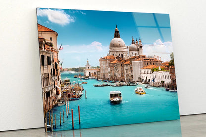 Grand Canal and Basilica Santa Maria Della Salute, Venice, Italy Acrylic Glass Print Tempered Glass Wall Art 100% Made in Australia Ready to Hang