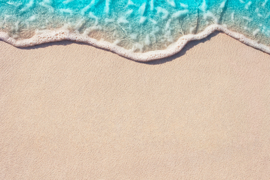 Soft Wave of Blue Ocean on Sandy Beach, Background Selective Focus Home Decor Premium Quality Poster Print Choose Your Sizes