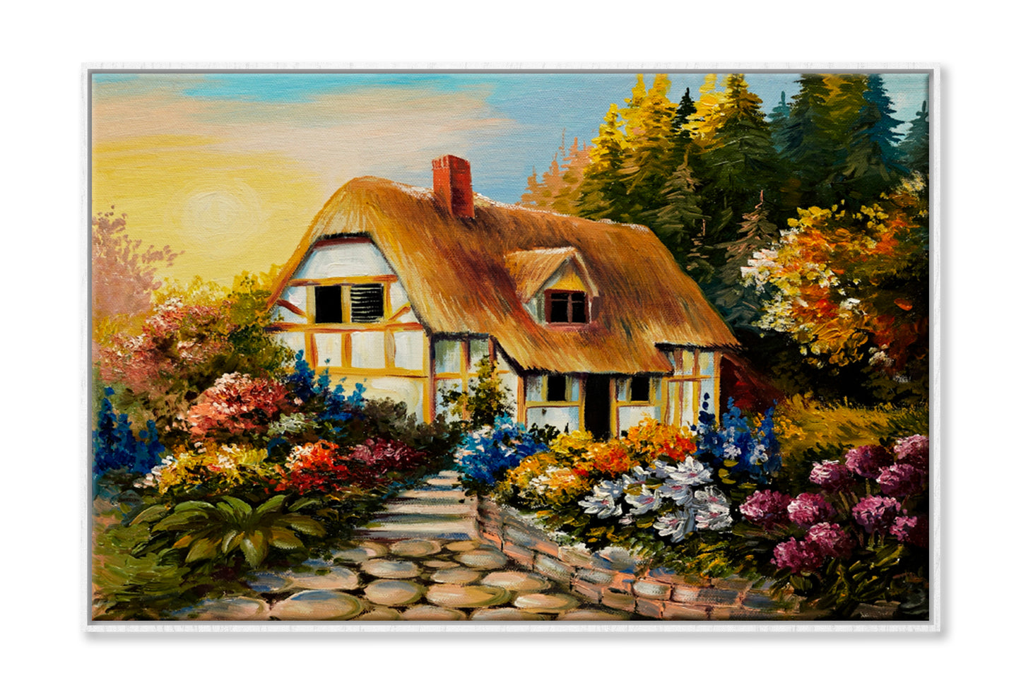 Fairy House, Art Work Oil Painting Wall Art Limited Edition High Quality Print Canvas Box Framed White