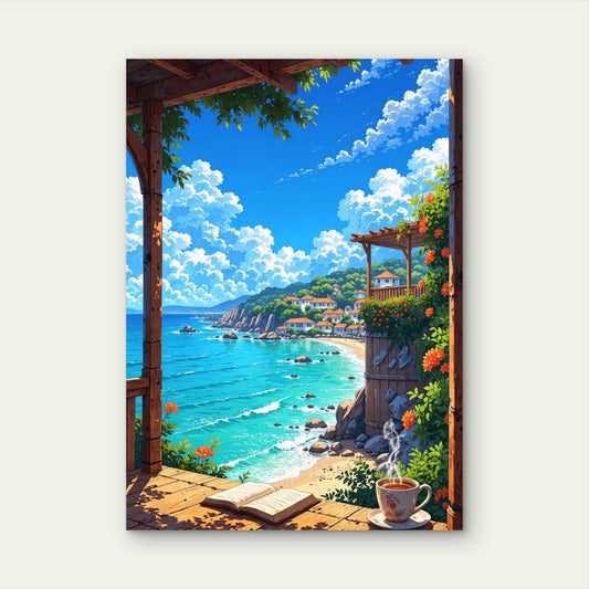 Mediterranean Coast Sea View 40x60cm Metal Print Ready to Hang
