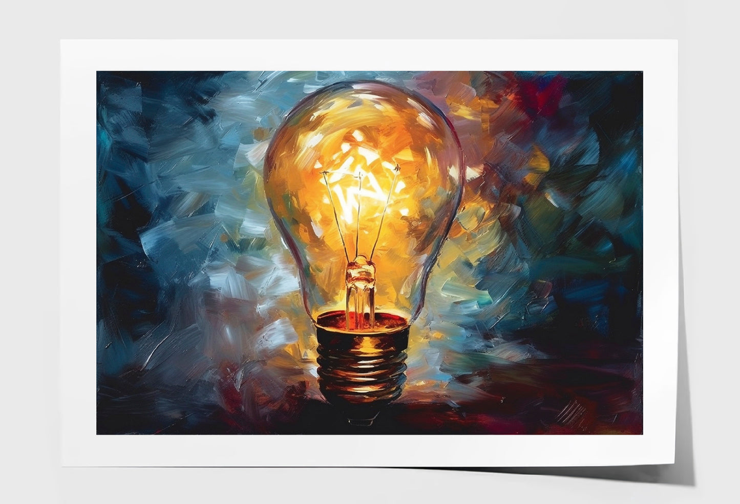 Bulb Yellow Light Abstract Oil Painting Wall Art Limited Edition High Quality Print Unframed Roll Canvas None