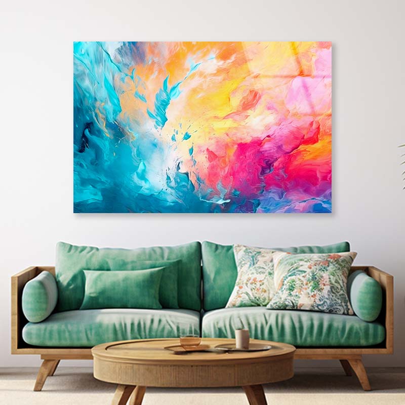 Multi Colored Oil Paints Acrylic Glass Print Tempered Glass Wall Art 100% Made in Australia Ready to Hang