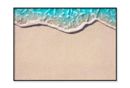 Soft Wave of Blue Ocean on Sandy Beach, Background Selective Focus Home Decor Premium Quality Poster Print Choose Your Sizes