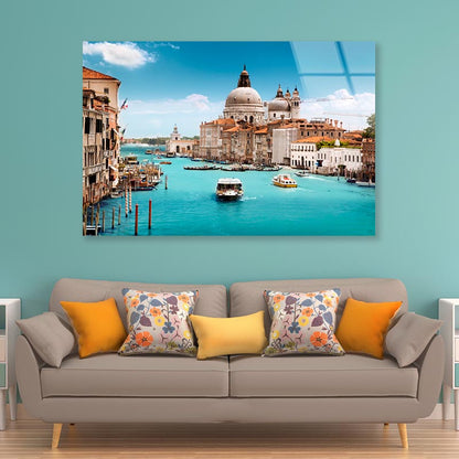 Grand Canal and Basilica Santa Maria Della Salute, Venice, Italy Acrylic Glass Print Tempered Glass Wall Art 100% Made in Australia Ready to Hang