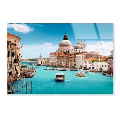 Grand Canal and Basilica Santa Maria Della Salute, Venice, Italy Acrylic Glass Print Tempered Glass Wall Art 100% Made in Australia Ready to Hang