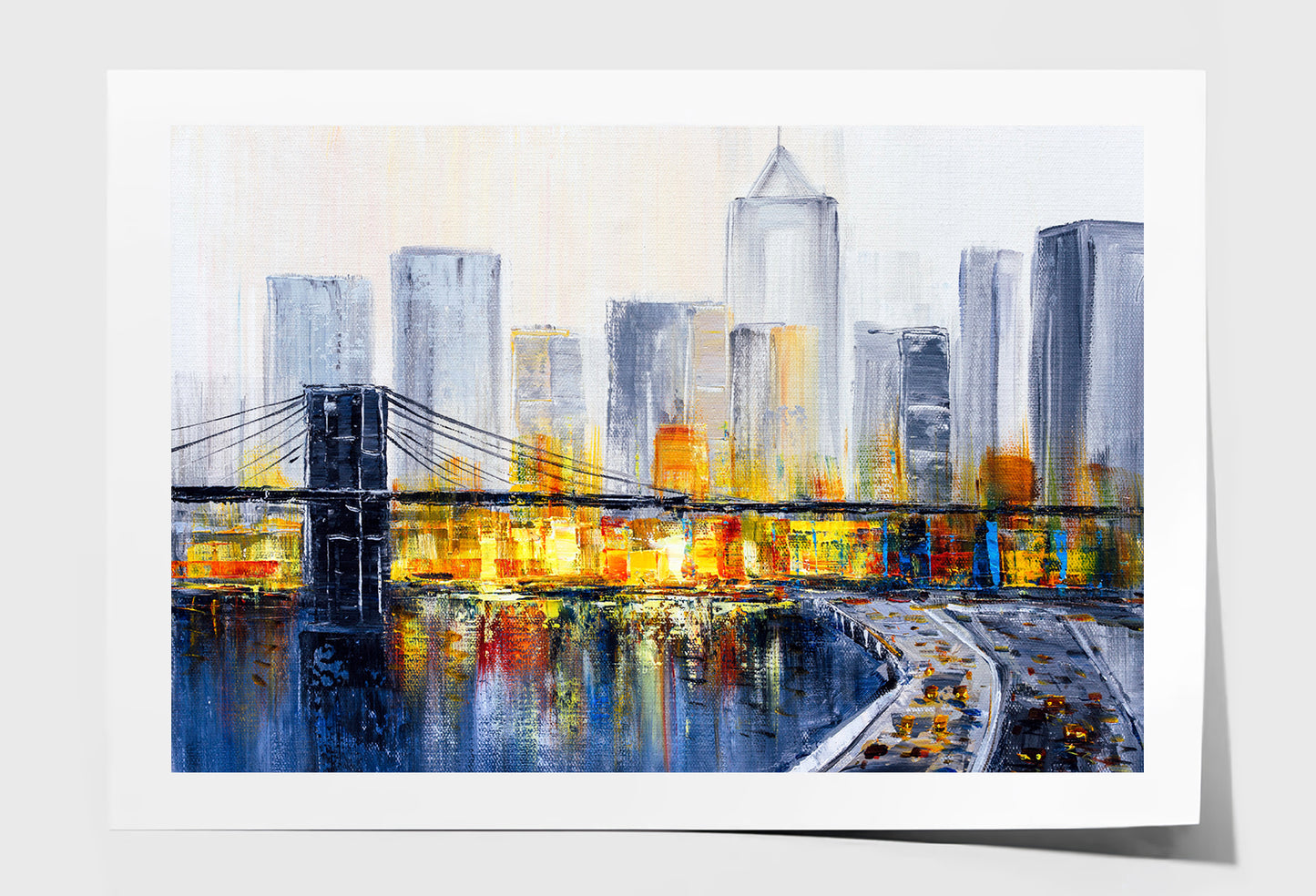 Brooklyn Bridge New York City Oil Painting Wall Art Limited Edition High Quality Print Unframed Roll Canvas None