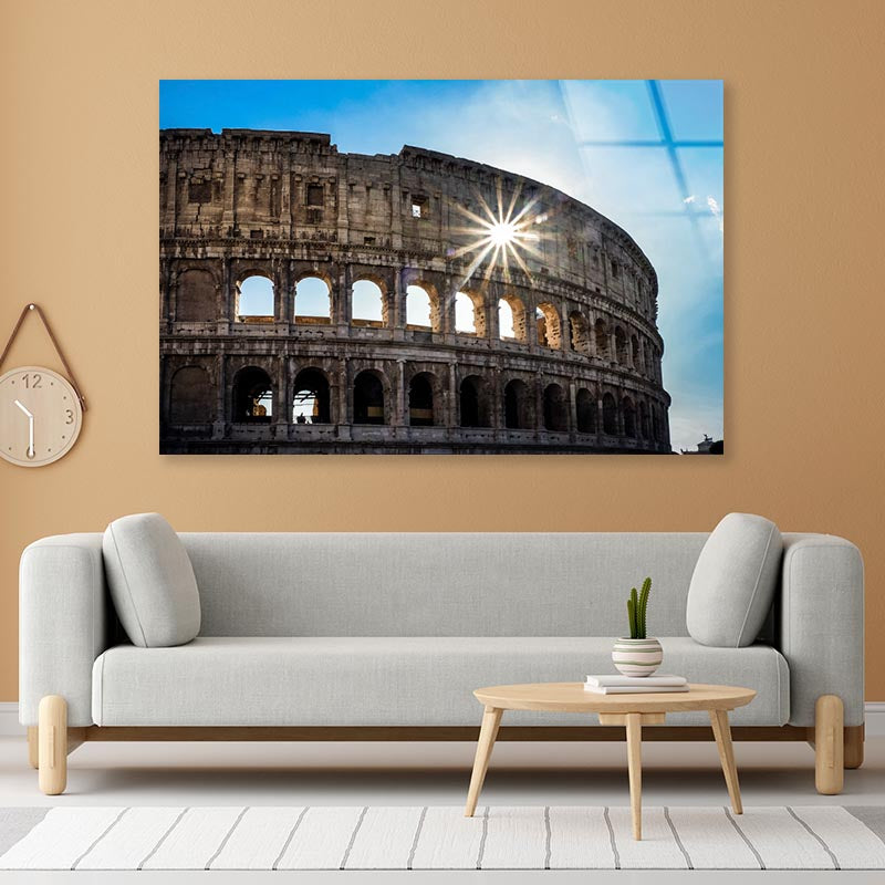 Sky & Views of The Coliseum Rome Acrylic Glass Print Tempered Glass Wall Art 100% Made in Australia Ready to Hang