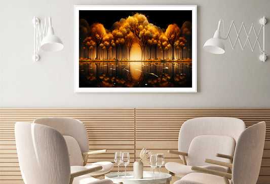 Oil Painting of Golden Trees & Lake Home Decor Premium Quality Poster Print Choose Your Sizes - Bella Home Decor