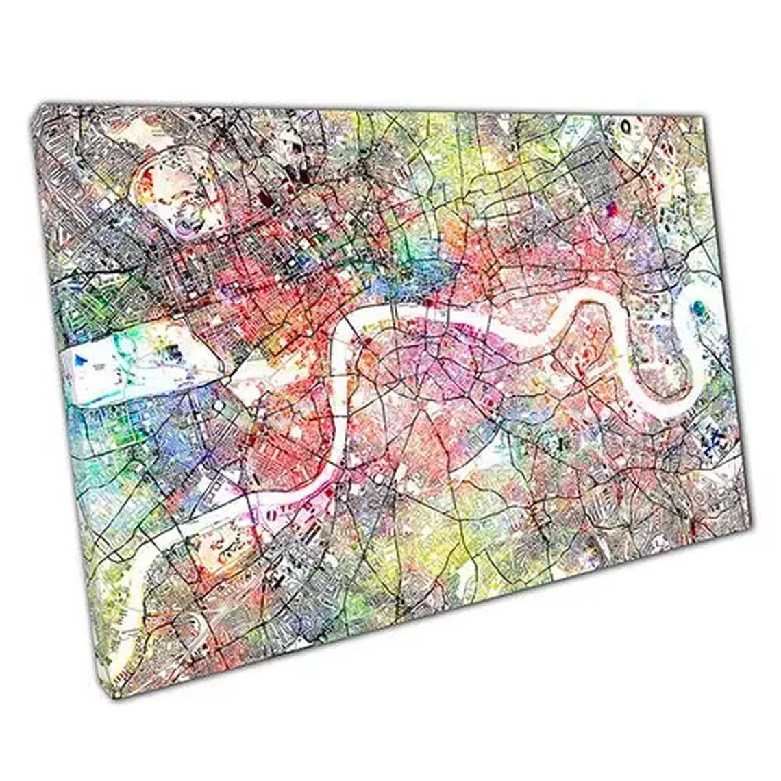 Water color street map of London UV Direct Aluminum Print Australian Made Quality