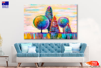 Autumn Shape Trees Oil Painting Wall Art Limited Edition High Quality Print