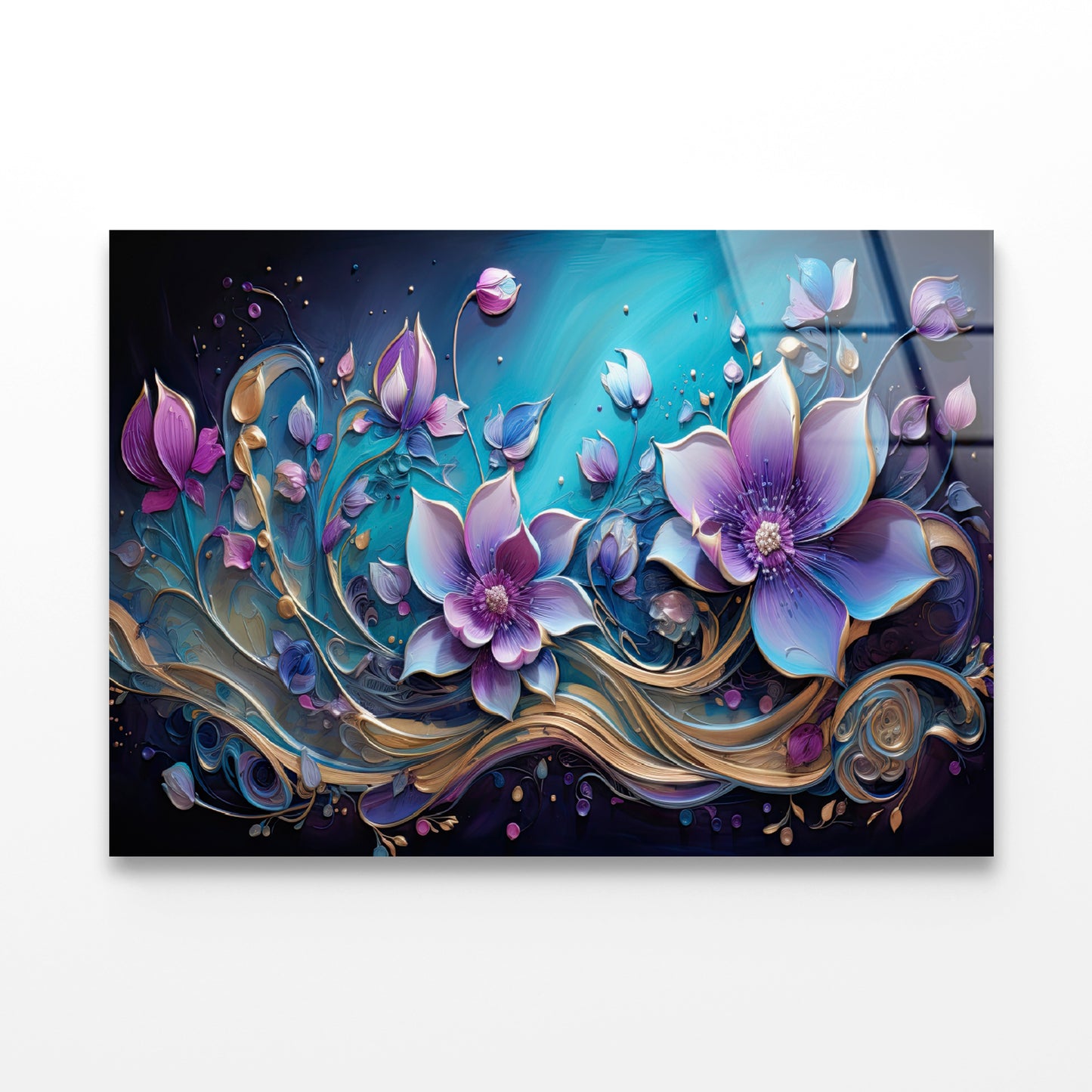 Floral Design in Shades of Lilac Acrylic Glass Print Tempered Glass Wall Art 100% Made in Australia Ready to Hang - Bella Home Decor
