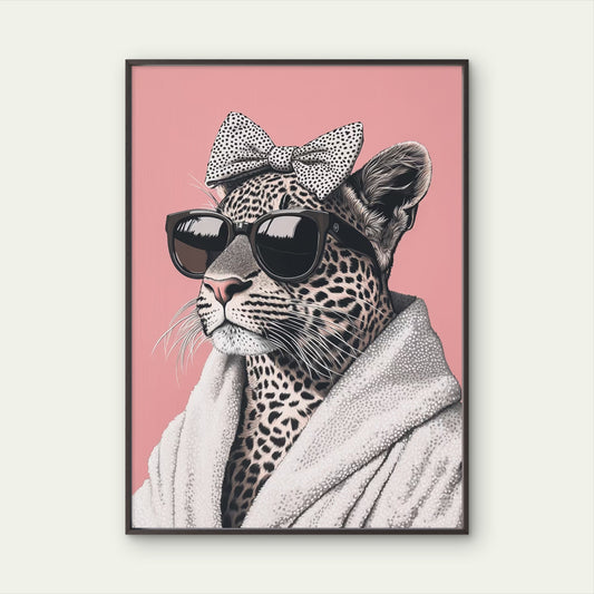Stylish Leopard with Spa Robe Fashion Home Decor Premium Quality Poster Print Choose Your Sizes - Bella Home Decor