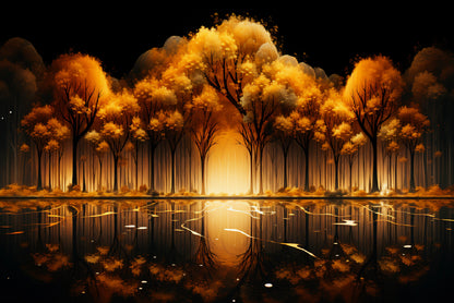 Oil Painting of Golden Trees & Lake Home Decor Premium Quality Poster Print Choose Your Sizes - Bella Home Decor
