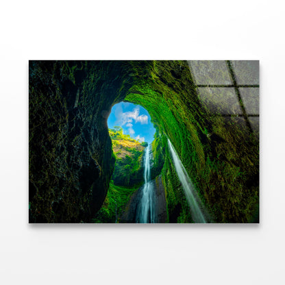 Beautiful Waterfalls in Sunny Day Indonesia Acrylic Glass Print Tempered Glass Wall Art 100% Made in Australia Ready to Hang