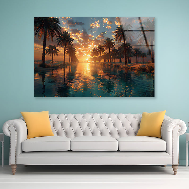 Sunset over the Sea Acrylic Glass Print Tempered Glass Wall Art 100% Made in Australia Ready to Hang - Bella Home Decor