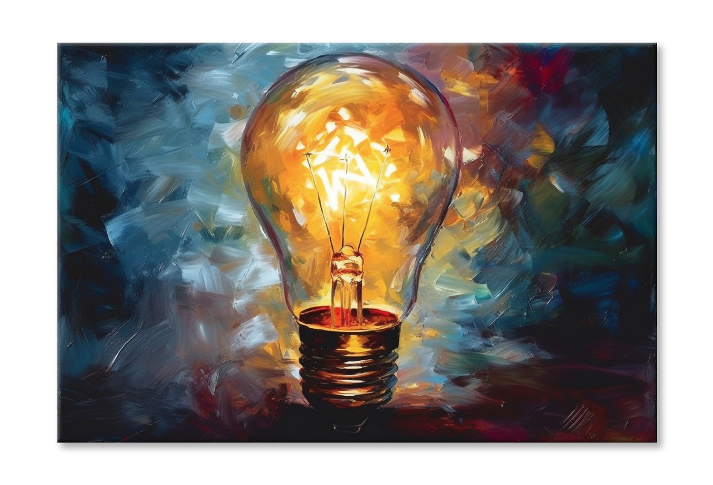 Bulb Yellow Light Abstract Oil Painting Wall Art Limited Edition High Quality Print Stretched Canvas None