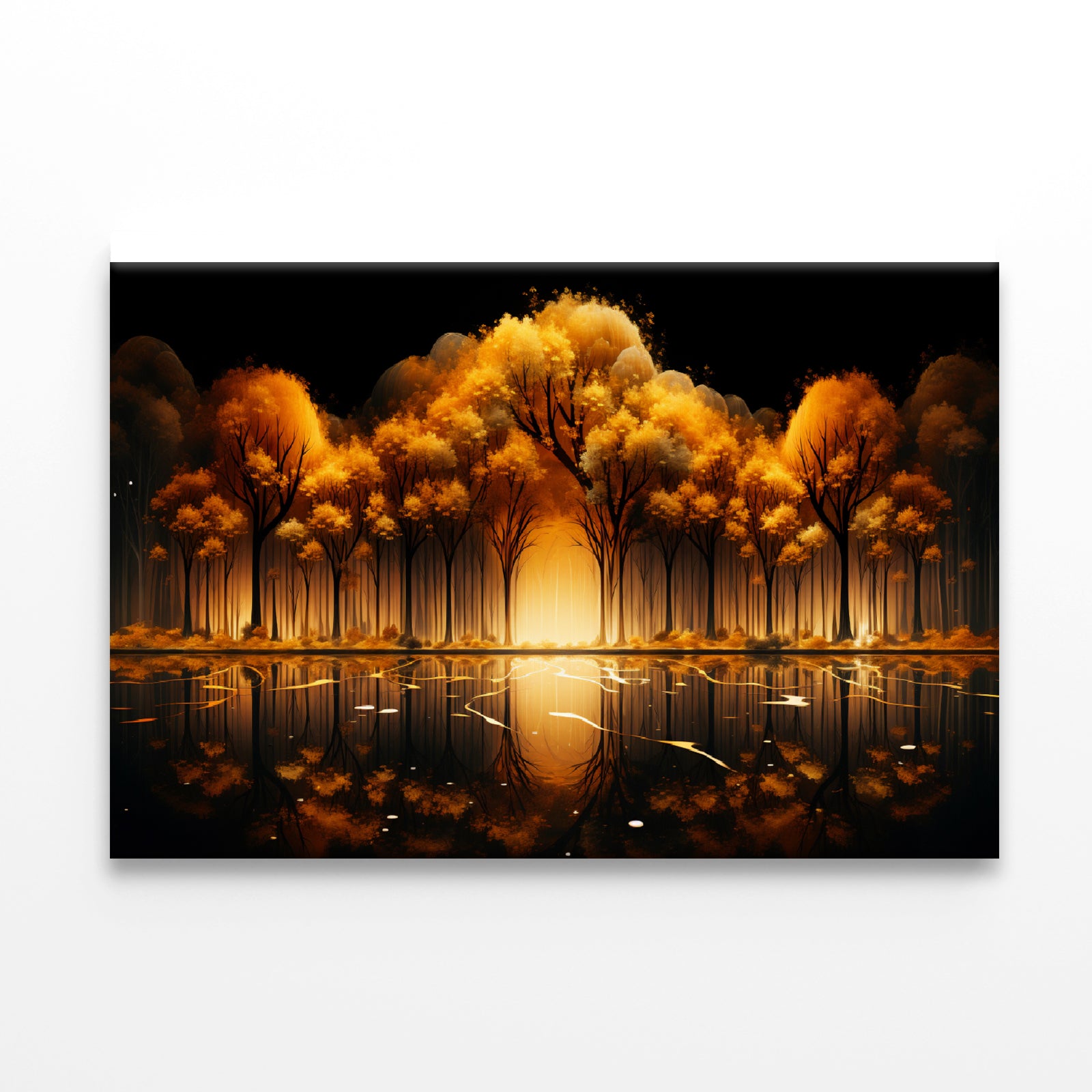 Oil Painting of Golden Trees & Lake Print 100% Australian Made - Bella Home Decor
