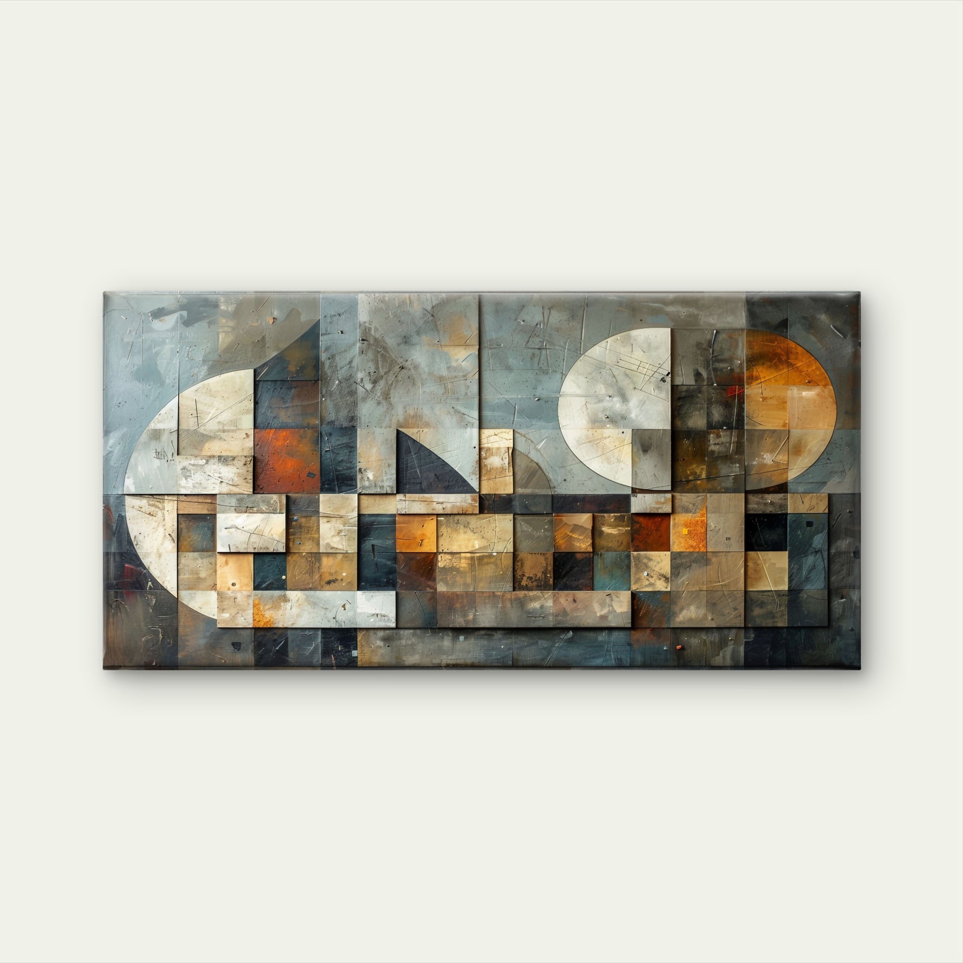 Geometric Bronze Silver Abstract Wall Art Canvas Office Home Framed 120x60cm