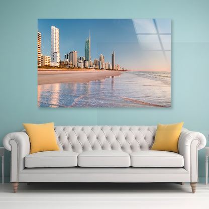 Shore of Mermaid Beach Australia Acrylic Glass Print Tempered Glass Wall Art 100% Made in Australia Ready to Hang - Bella Home Decor