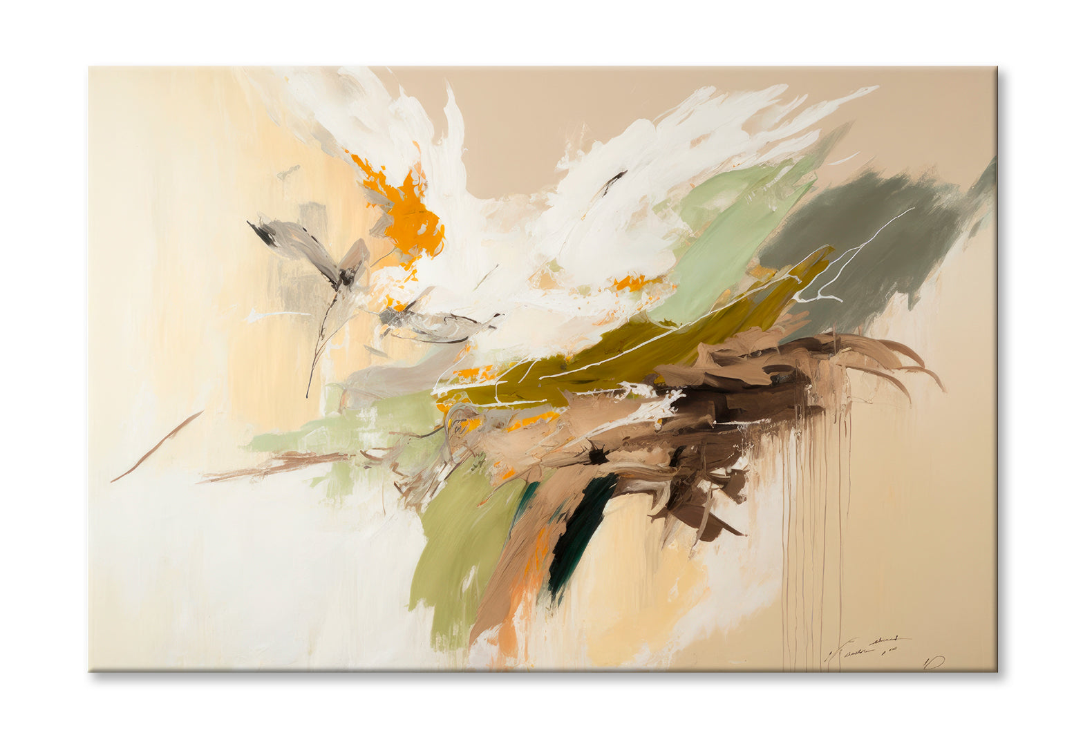 Abstract Brush Stroke Texture Oil Painting Wall Art Limited Edition High Quality Print Stretched Canvas None