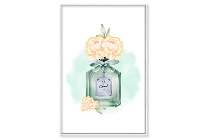 Green Luxury Perfume Wall Art Limited Edition High Quality Print Canvas Box Framed White