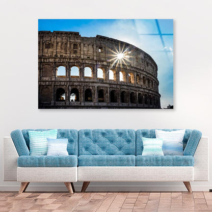 Sky & Views of The Coliseum Rome Acrylic Glass Print Tempered Glass Wall Art 100% Made in Australia Ready to Hang