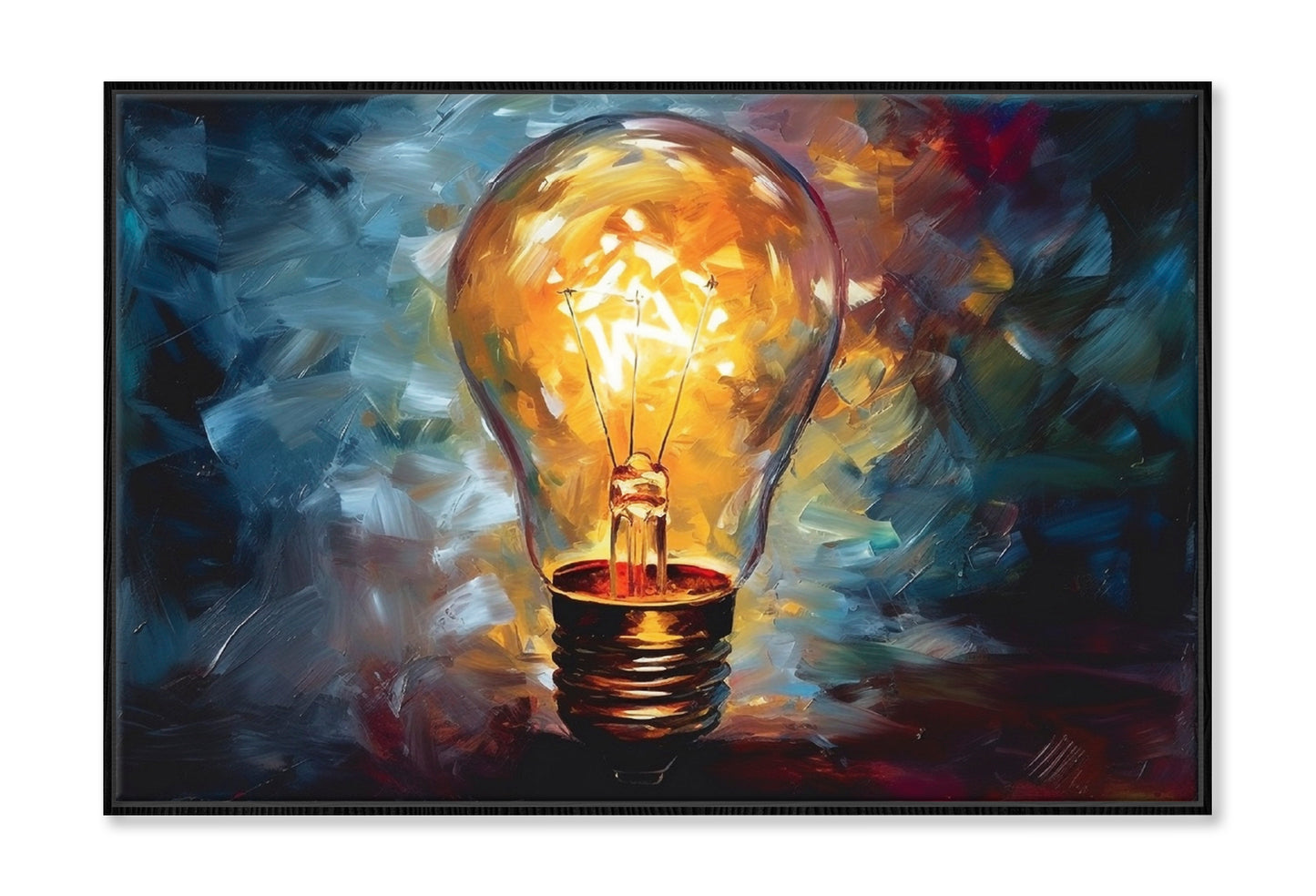 Bulb Yellow Light Abstract Oil Painting Wall Art Limited Edition High Quality Print Canvas Box Framed Black