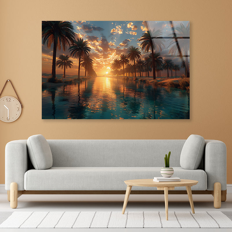 Sunset over the Sea Acrylic Glass Print Tempered Glass Wall Art 100% Made in Australia Ready to Hang - Bella Home Decor