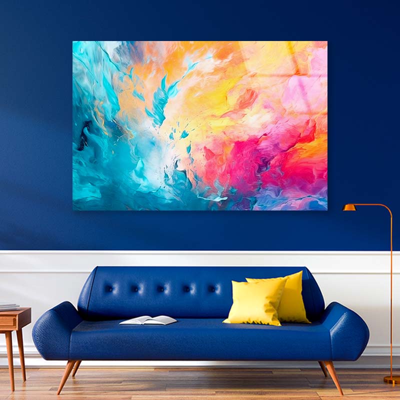 Multi Colored Oil Paints Acrylic Glass Print Tempered Glass Wall Art 100% Made in Australia Ready to Hang