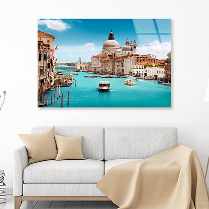 Grand Canal and Basilica Santa Maria Della Salute, Venice, Italy Acrylic Glass Print Tempered Glass Wall Art 100% Made in Australia Ready to Hang