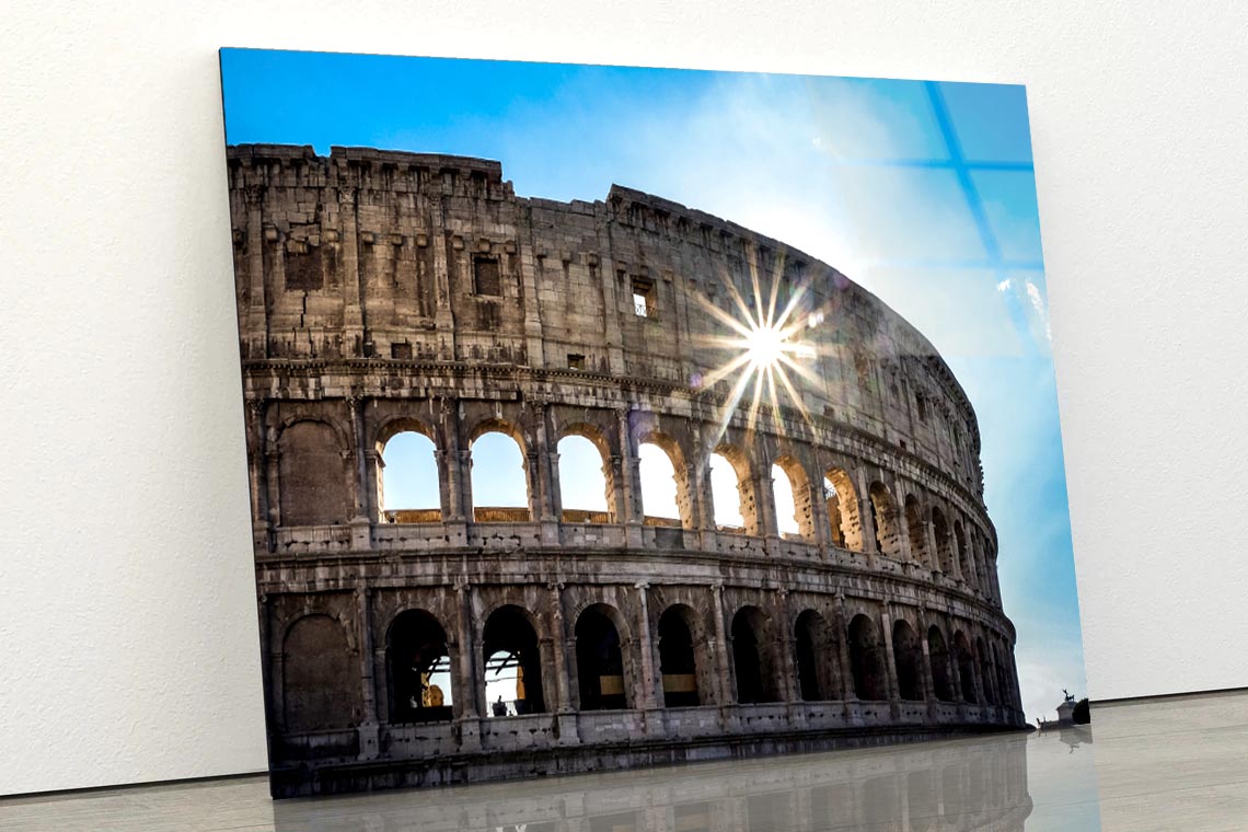 Sky & Views of The Coliseum Rome Acrylic Glass Print Tempered Glass Wall Art 100% Made in Australia Ready to Hang