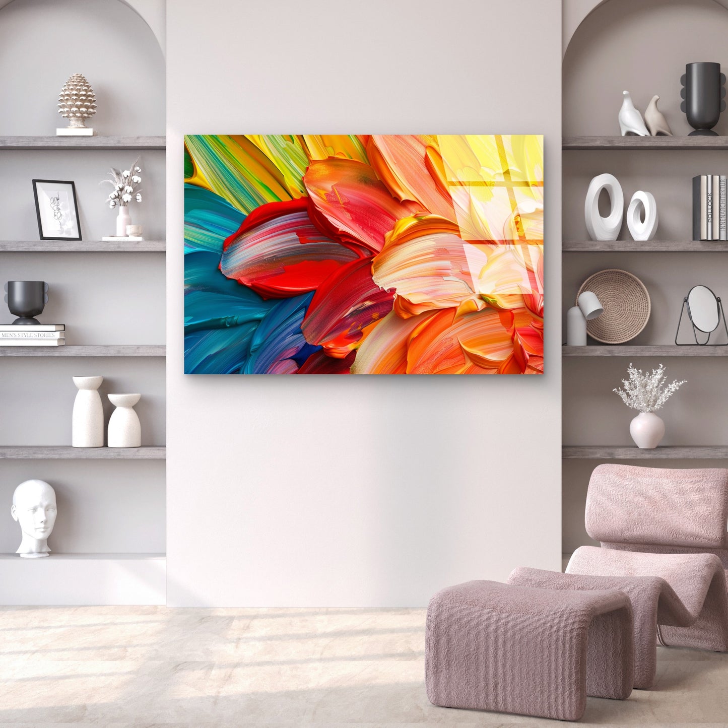 Vibrant Colorful Thick Brushstroke Acrylic Glass Printing Wall Art Australian Made Quality